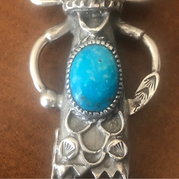 3” Navajo Indian  Silver Turquoise Kachina Pendant Jewelry - Picture 3 of 10